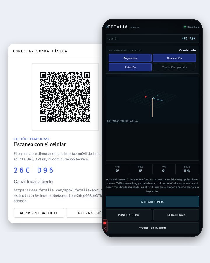 Emparejamiento por QR desde Fetal Training y la interfaz de la sonda en el teléfono